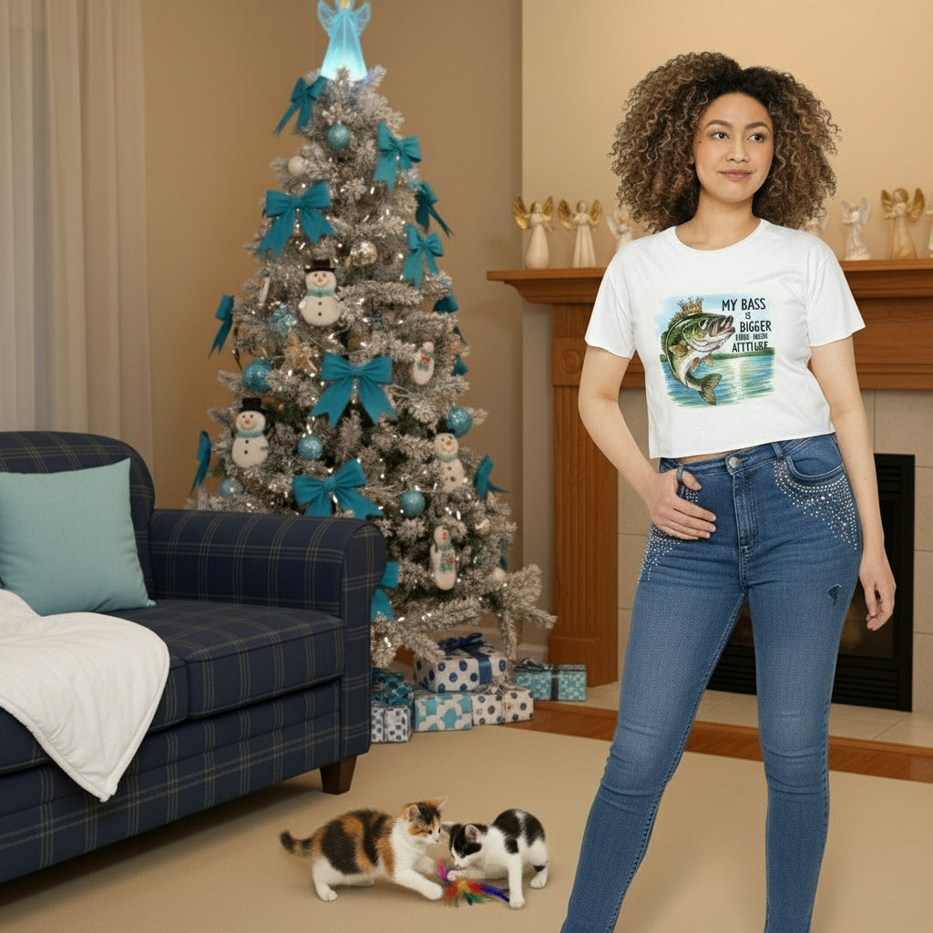 Bass Fishing Master Angler Crop Top - Slay The Summer Reel Girls Style