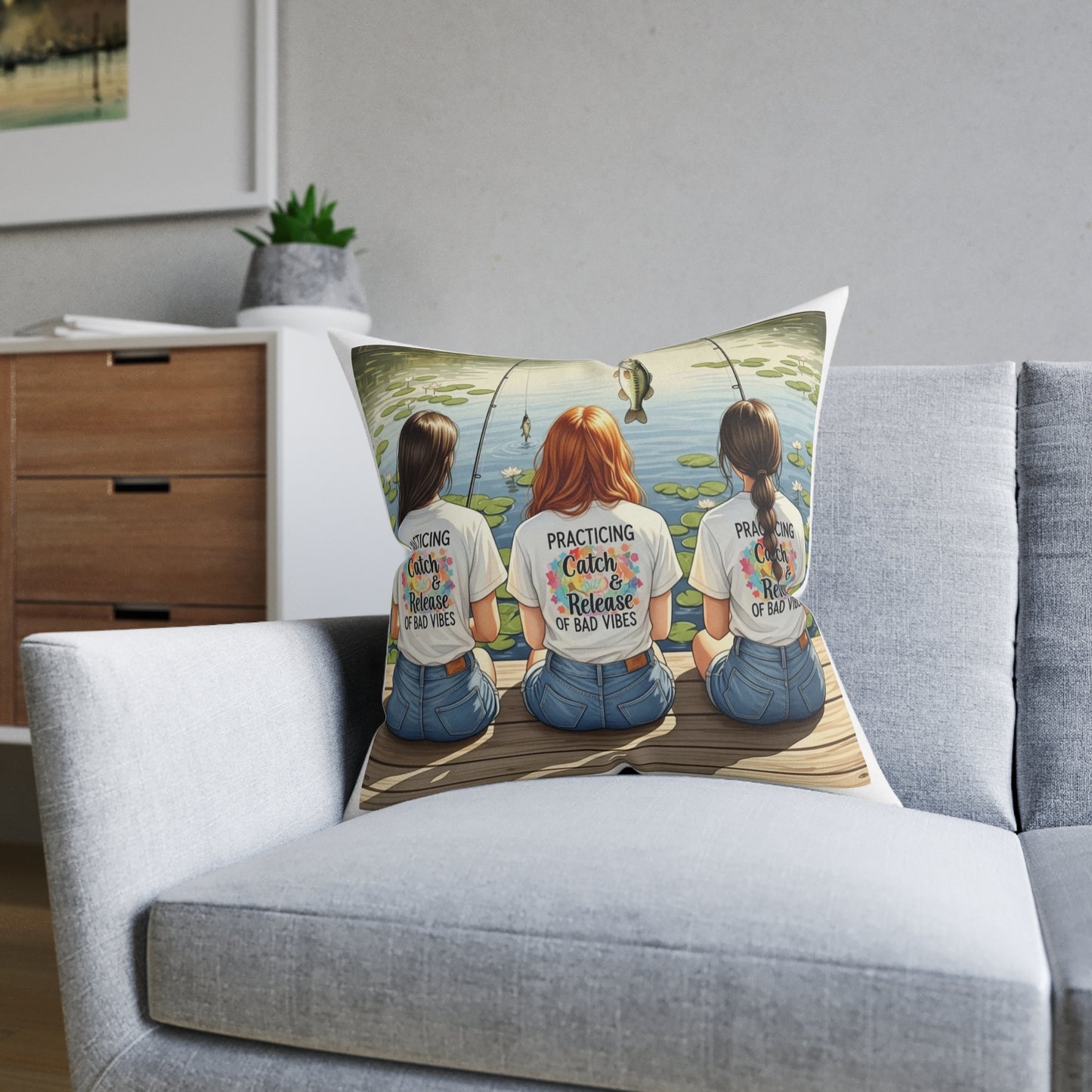 Bass-ically a Cloud for Your Couch: Fishing Friends Pillow, Cozy Vibes