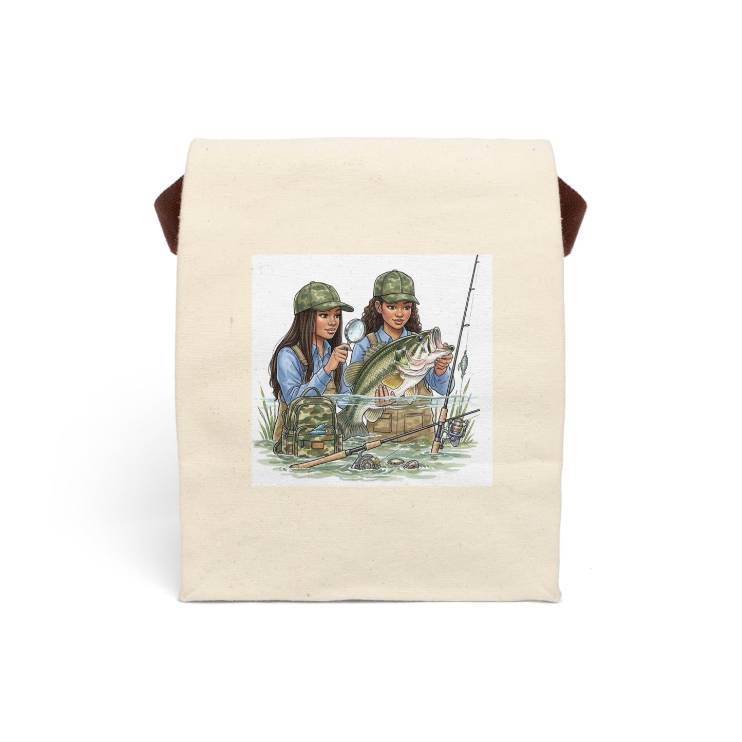Bass Fishing Adventure Canvas Lunch Bag: Eco-Friendly Tote