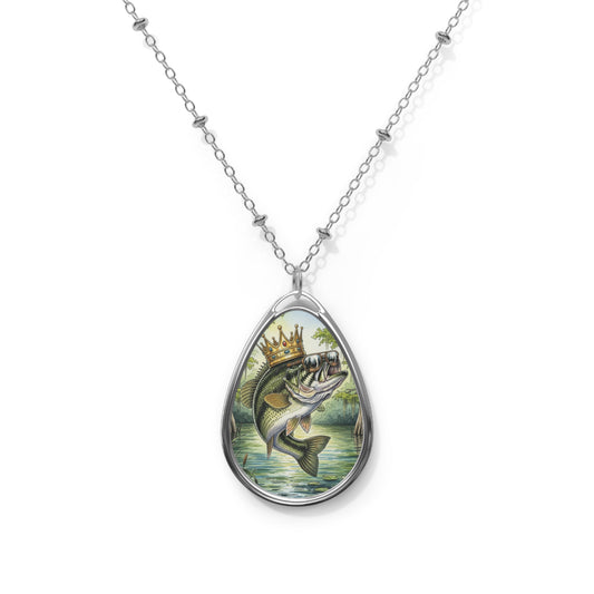 Fishing Enthusiast Oval Necklace - Swag For Serious Bass Anglers