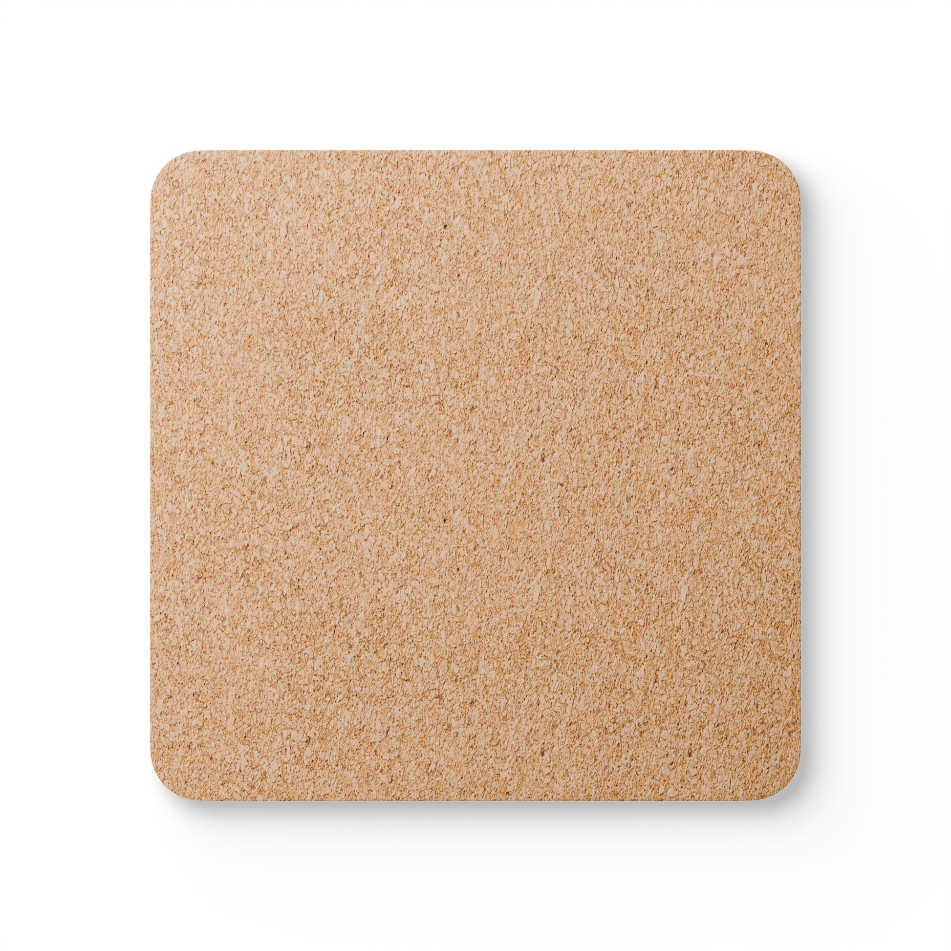 Back - Square cork coaster on a white background