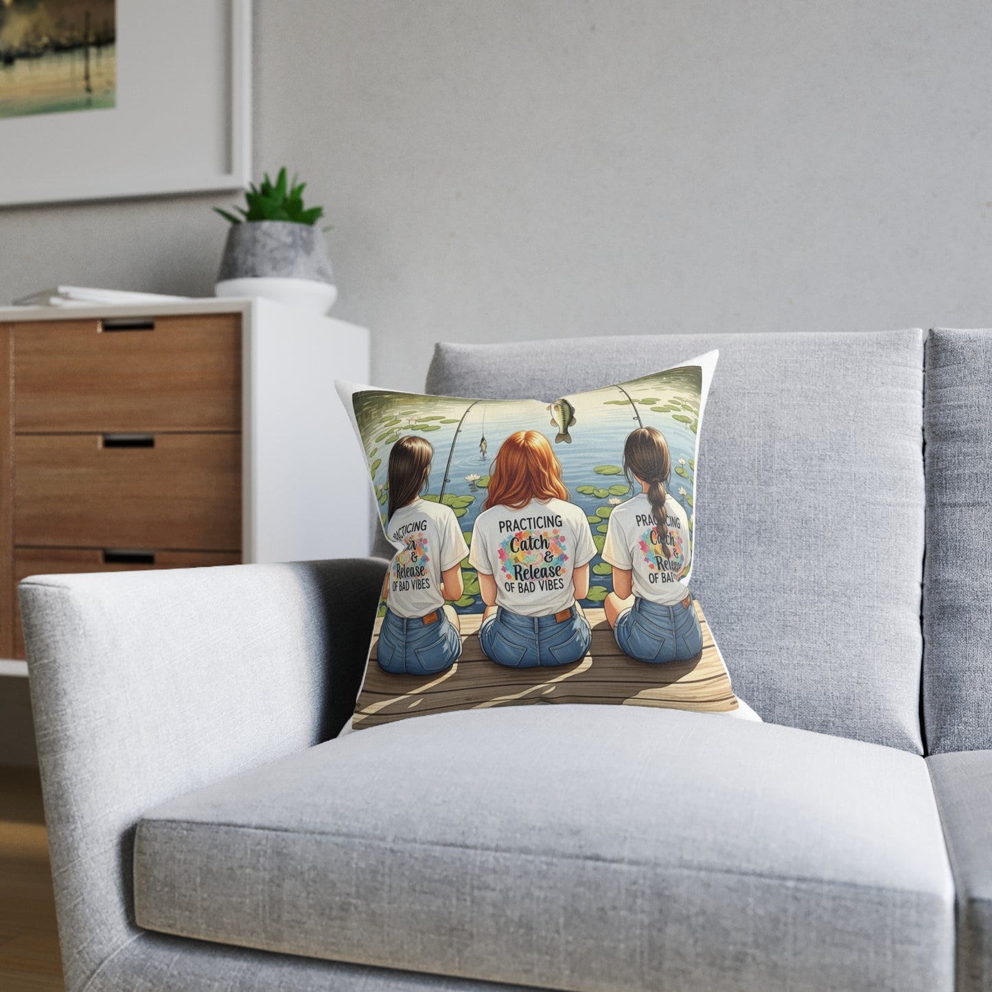 Bass-ically a Cloud for Your Couch: Fishing Friends Pillow, Cozy Vibes