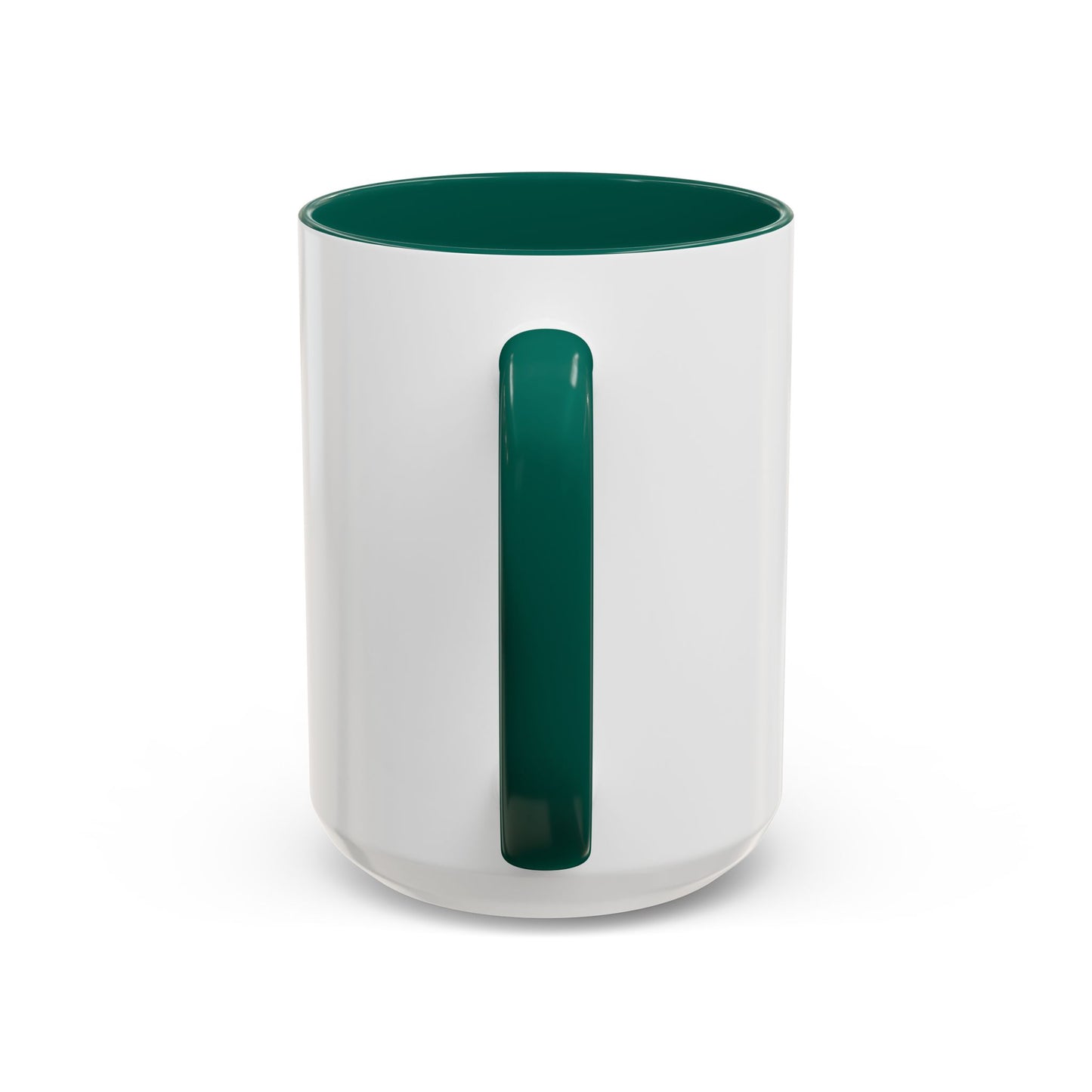 Clear cylindrical container with a green handle on a white background