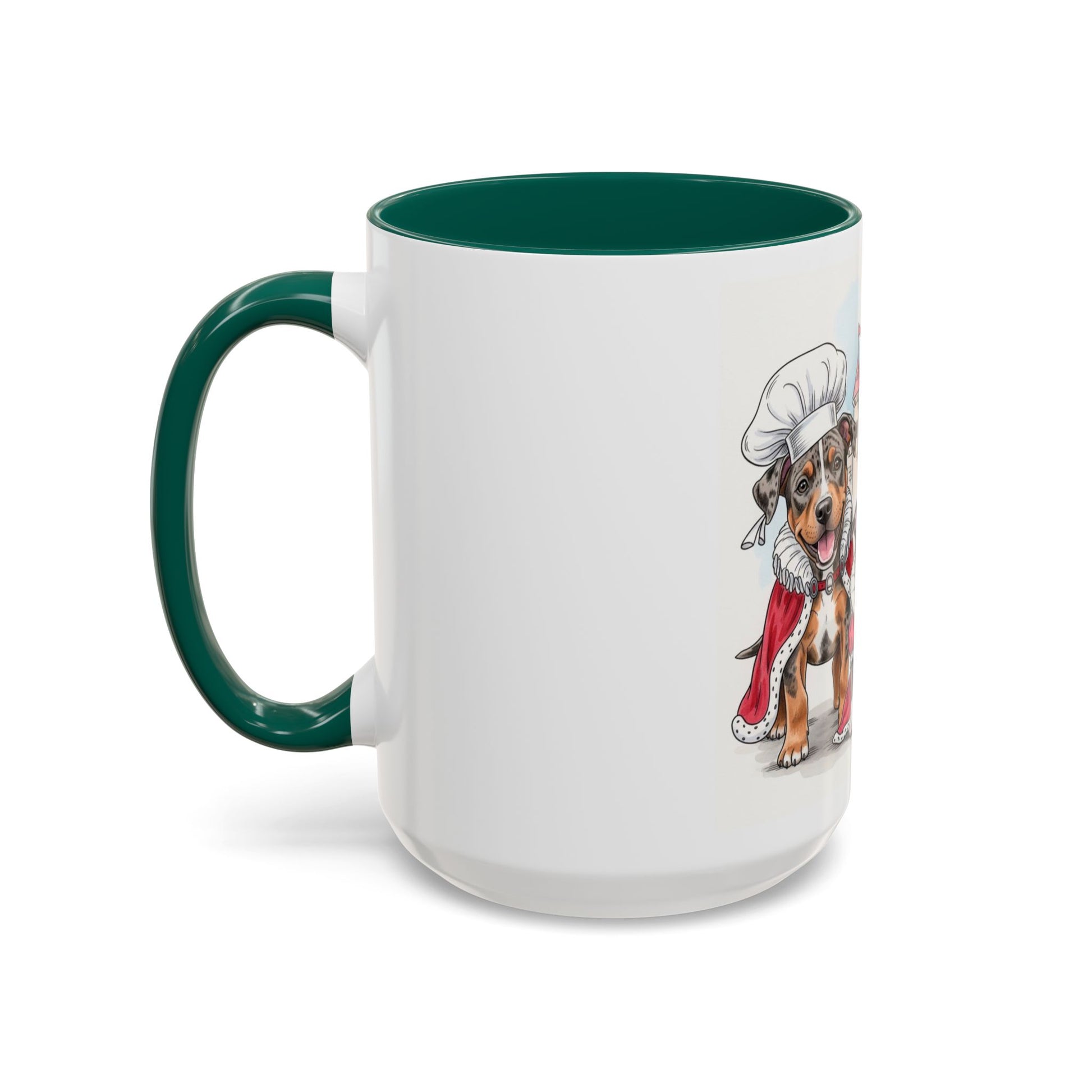Mug with a dog wearing a chef's hat on a white background