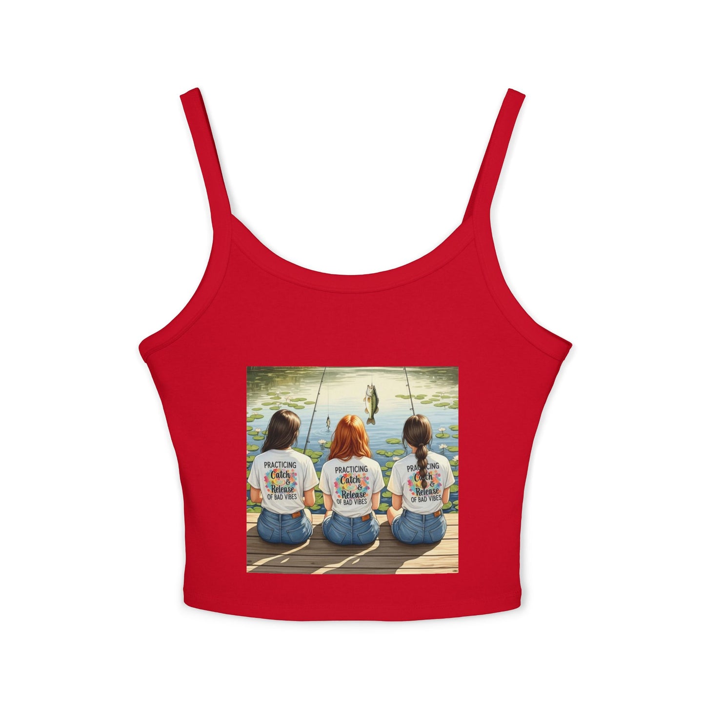Fishing Friends Spaghetti Strap Tank Top, Summer Shirt, Outdoor Style, Beach Wear, Vacation Outfit, Gifts for Anglers