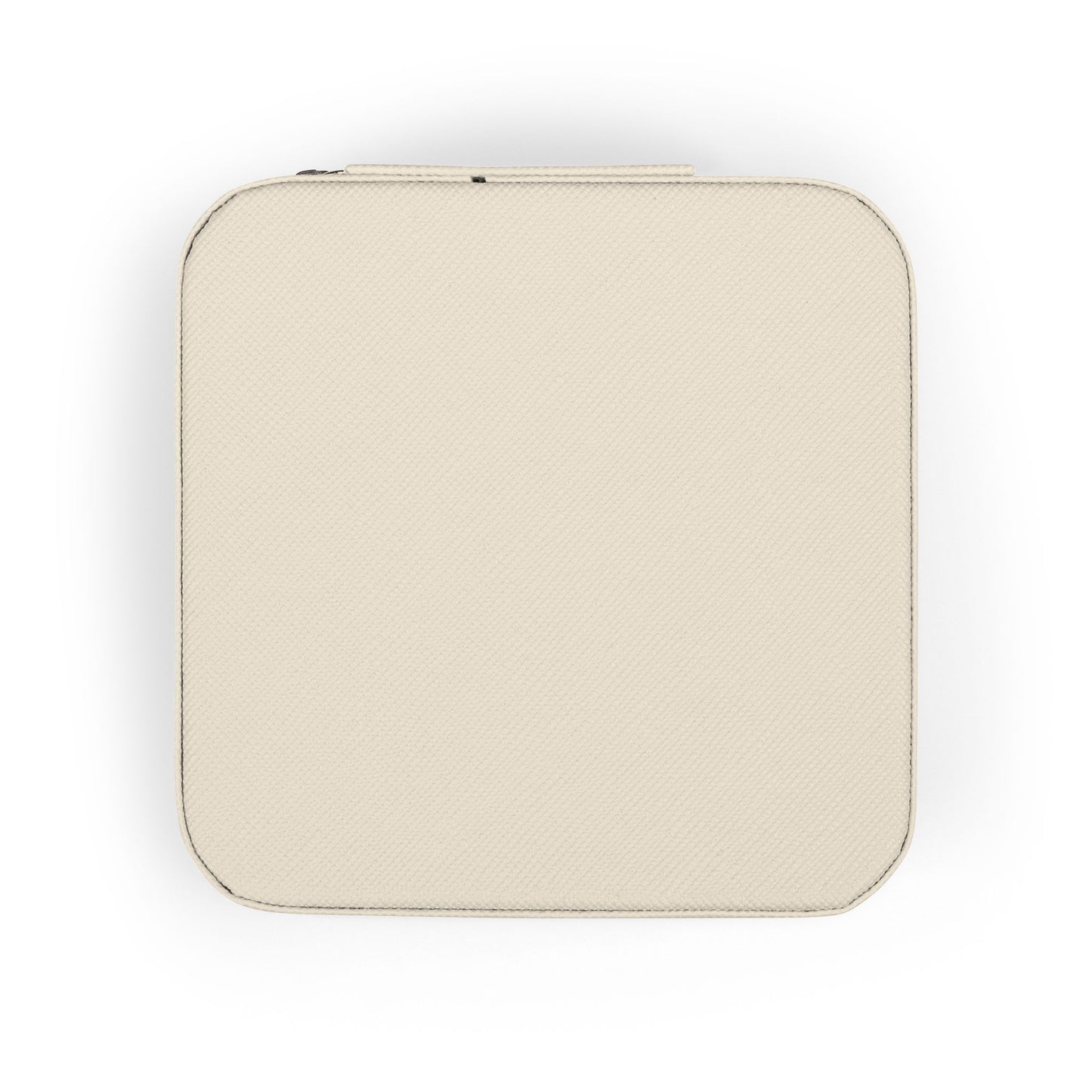 Back of jewelry travel case - Beige pouch on a white background