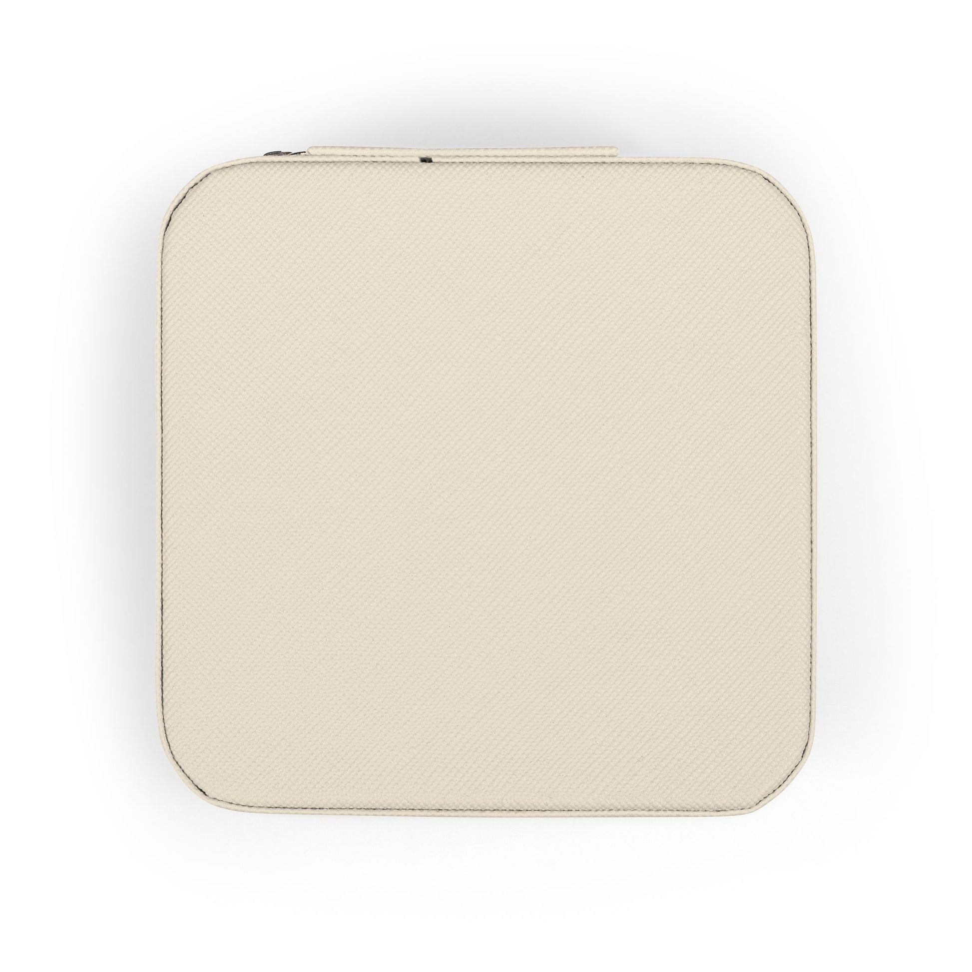 Back of jewelry travel case - Beige pouch on a white background