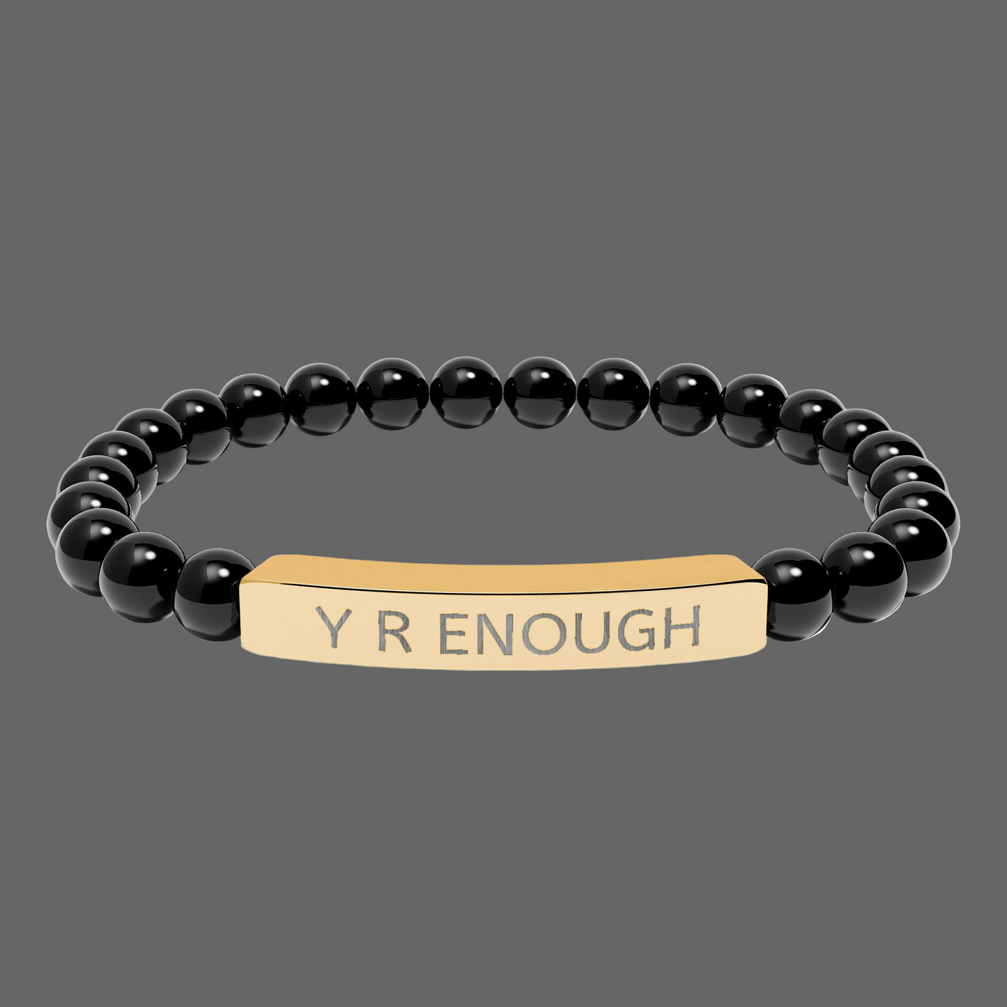 Engraved 'Y R ENOUGH' Natural Stone Stretch Bracelet