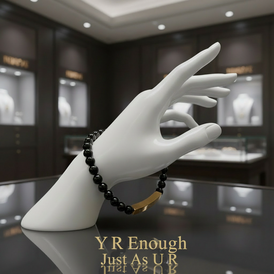 Engraved 'Y R ENOUGH' Natural Stone Stretch Bracelet