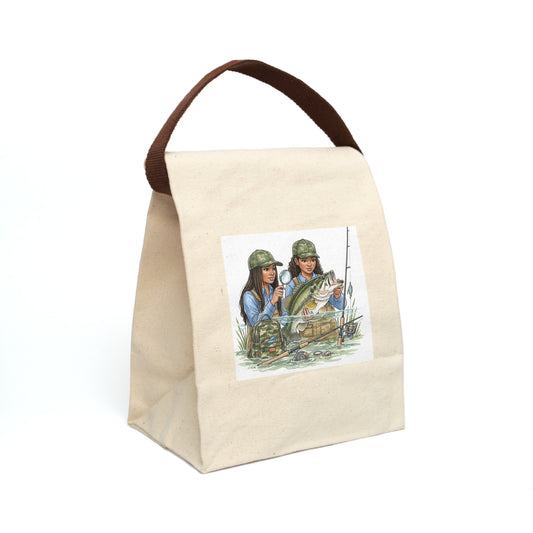 Bass Fishing Adventure Canvas Lunch Bag: Eco-Friendly Tote