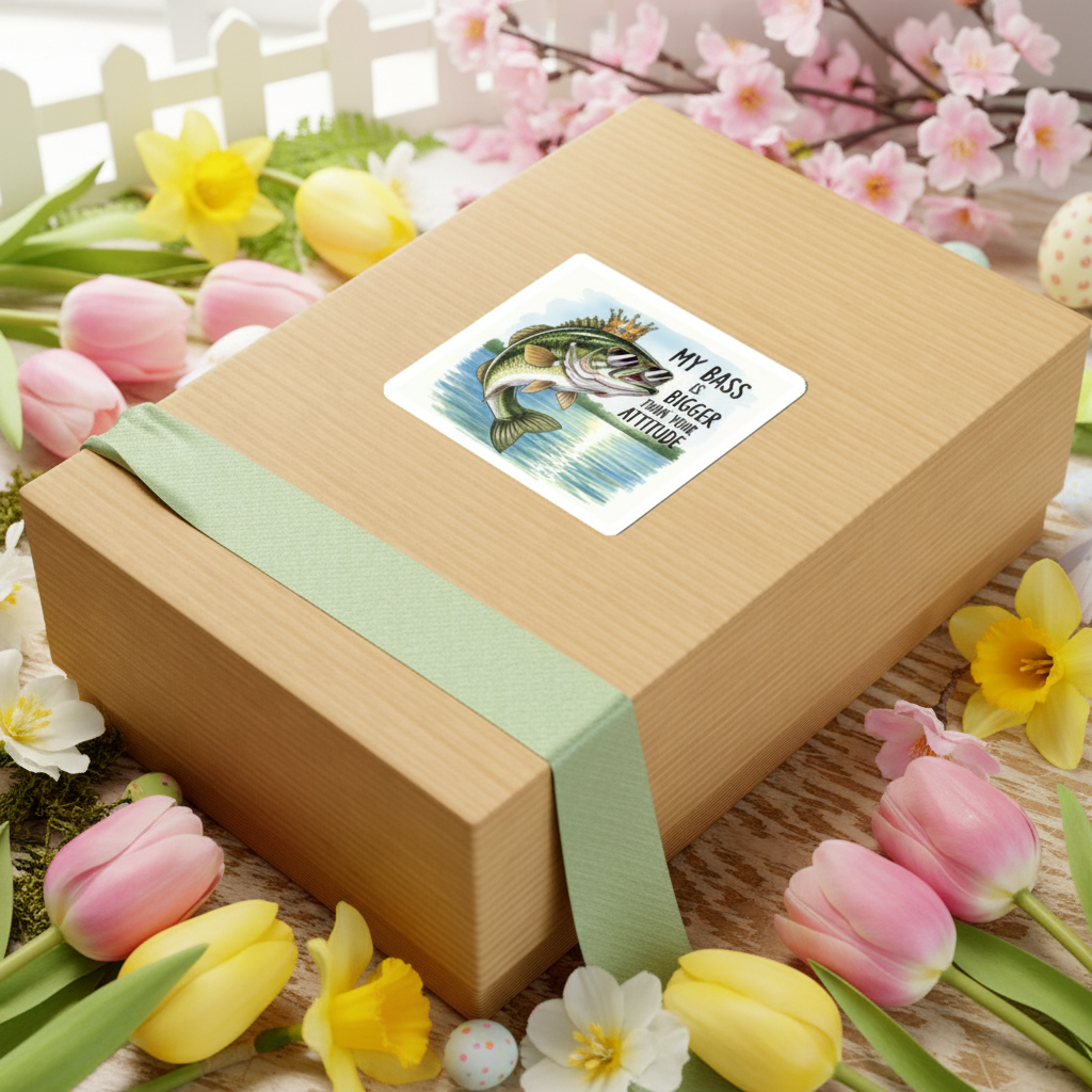 Kiss Cut Decal on a gift box that is surrounded with spring flowers