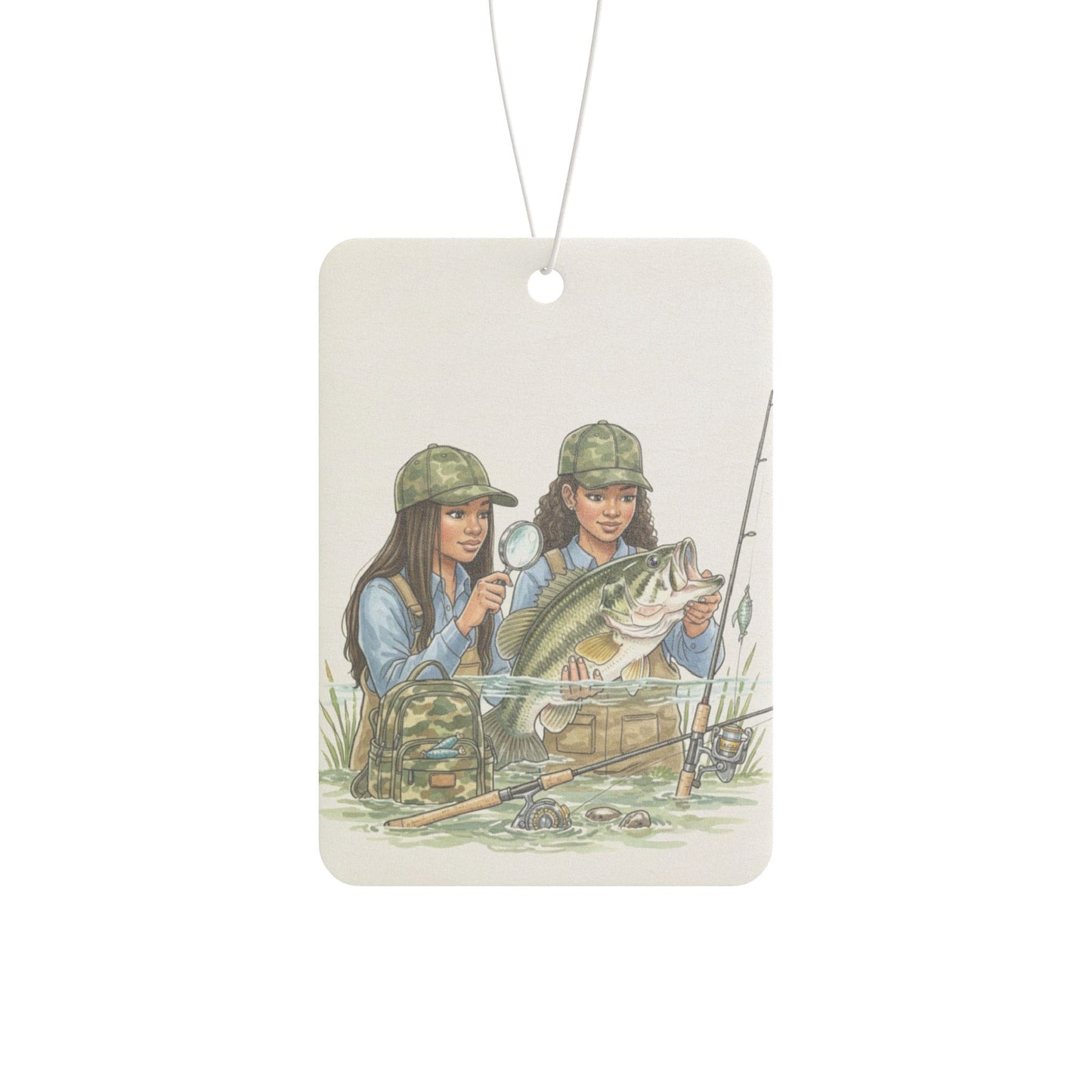 Fishing Girls Car Air Freshener - Cute Dashboard Decor, Gift for Fisherman, Outdoor Adventure, Fishing Enthusiast, Father's Day