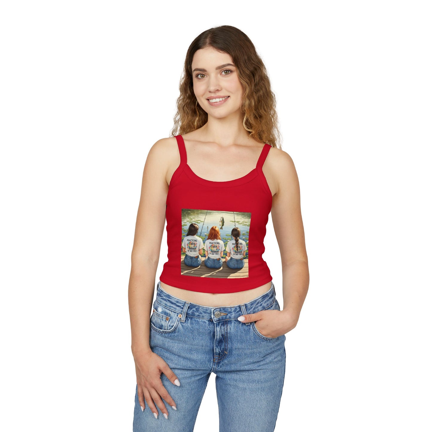 Fishing Friends Spaghetti Strap Tank Top, Summer Shirt, Outdoor Style, Beach Wear, Vacation Outfit, Gifts for Anglers