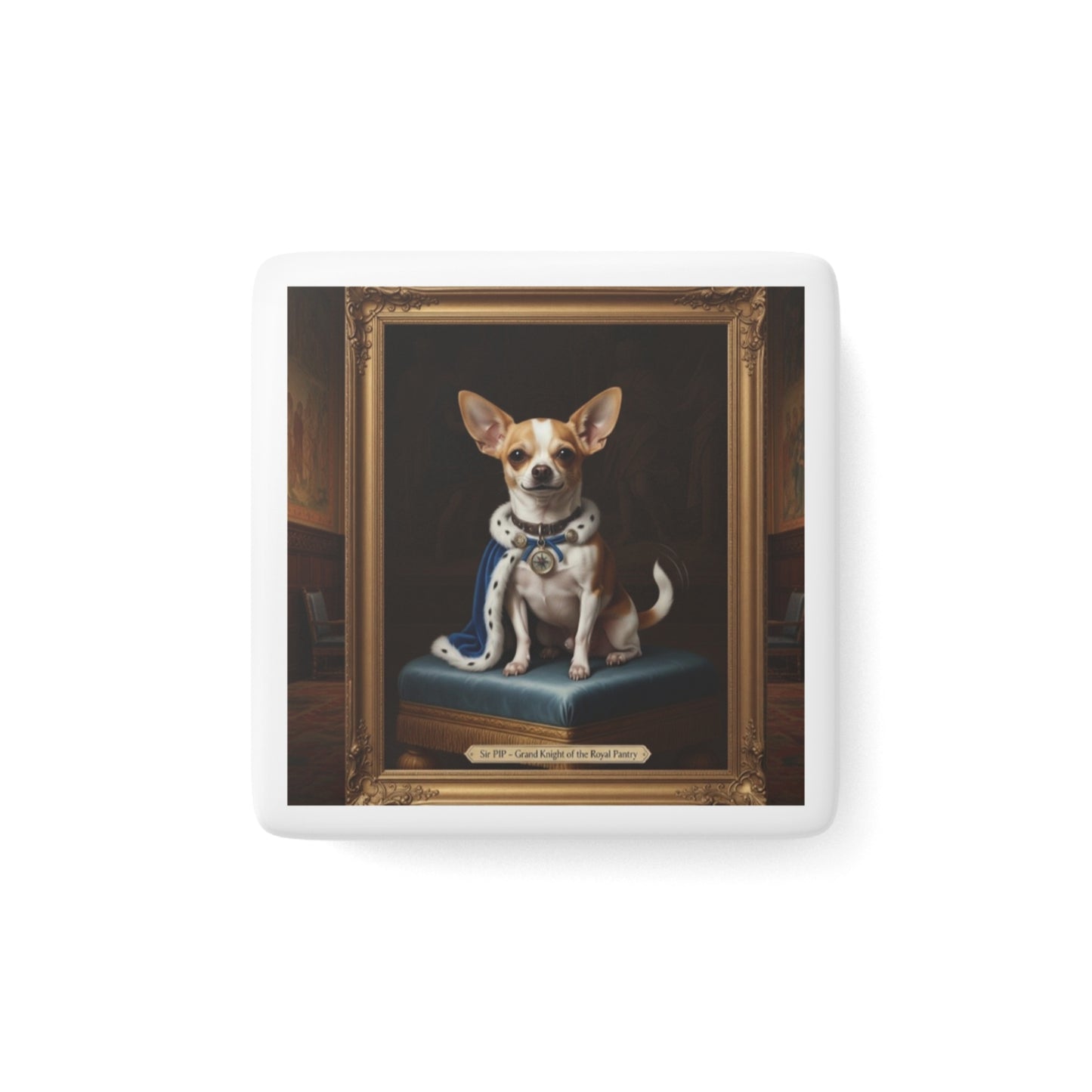 Pip Chihuahua Porcelain Magnet | The Golden Bone Pet Art Portrait Dog Art (Square)