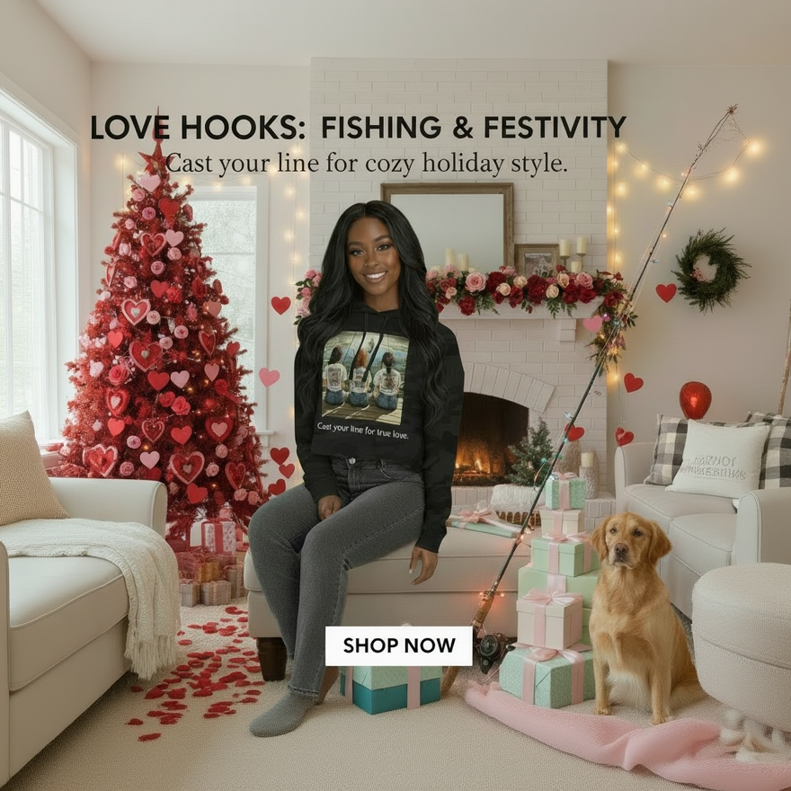 Black camo crop top hoodie - Woman sitting in a festively decorated living room with Christmas tree and fireplace, surrounded by holiday decorations.