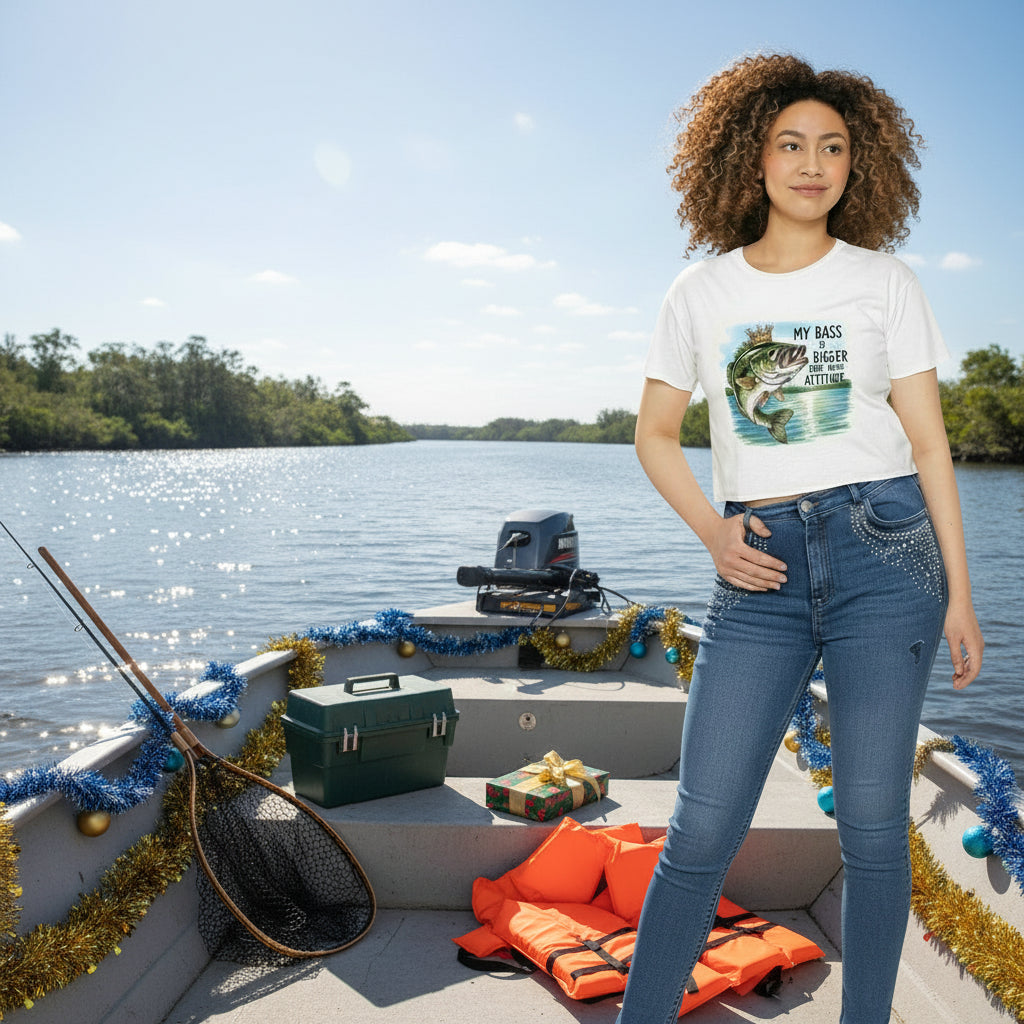 Bass Fishing Master Angler Crop Top - Slay The Summer Reel Girls Style