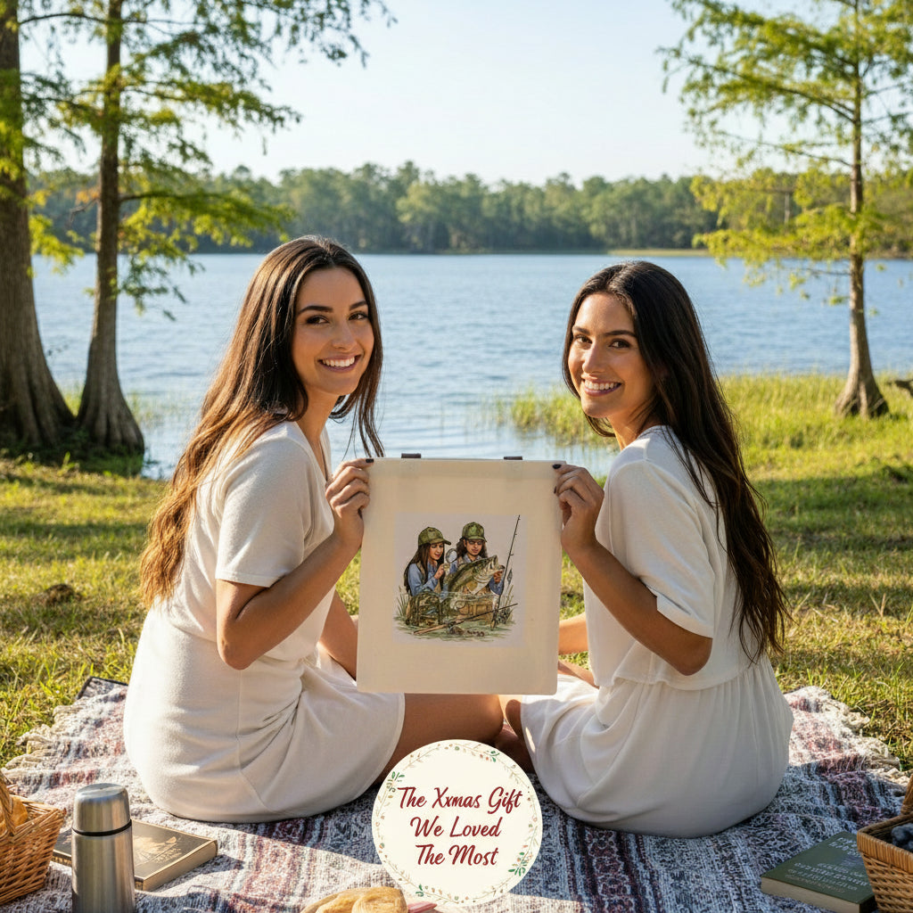 Bass Fishing Adventure Canvas Lunch Bag: Eco-Friendly Tote