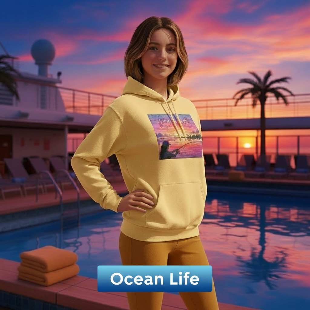 Fishing Sunset Hoodie — "Fish Fear Me" Graphic Pullover