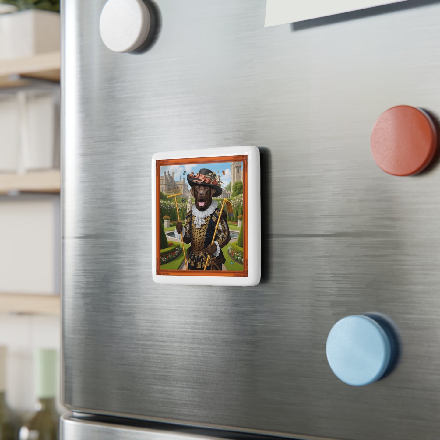 Sir Hank Chocolate Lab Porcelain Magnet | Royal Gardener Art