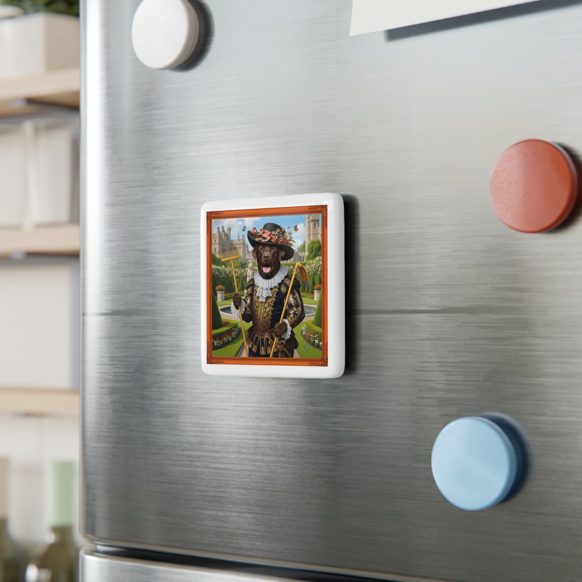 Sir Hank Chocolate Lab Porcelain Magnet | Royal Gardener Art