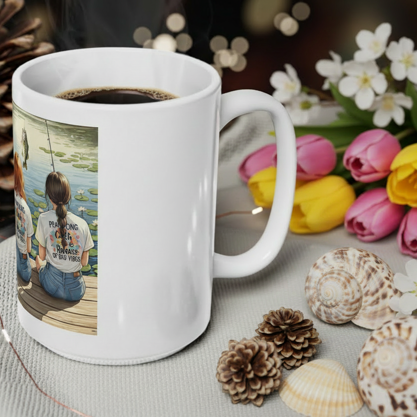 Fishing Friends Coffee Mug - Practicing Catch and Release Ceramic Cup