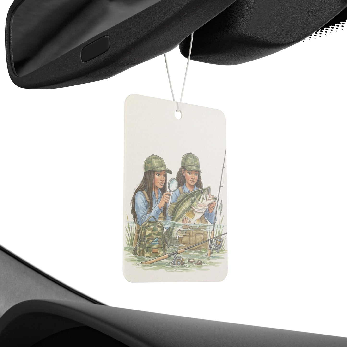 Fishing Girls Car Air Freshener - Cute Dashboard Decor, Gift for Fisherman, Outdoor Adventure, Fishing Enthusiast, Father's Day