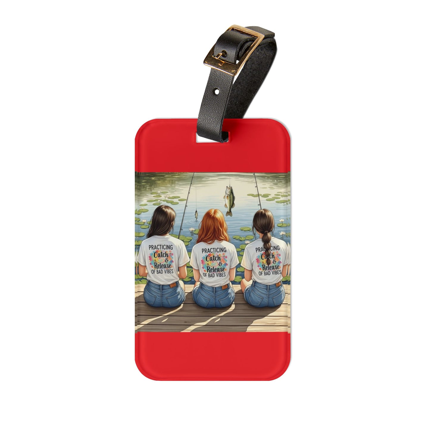 Fishing Lover's Red Luggage Tag