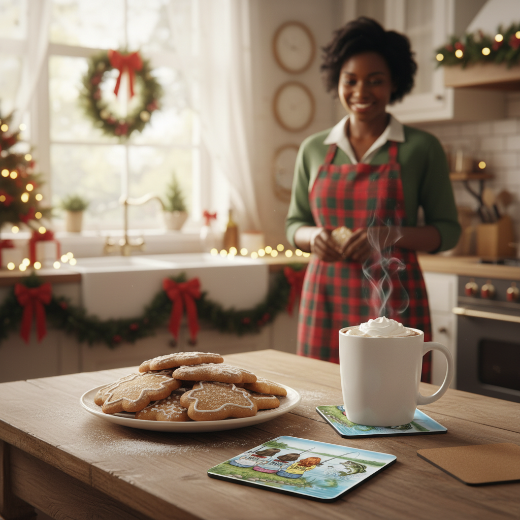 Bass, Boys, & Besties Coaster Set: Fishing Lovers Corkwood Coaster Set