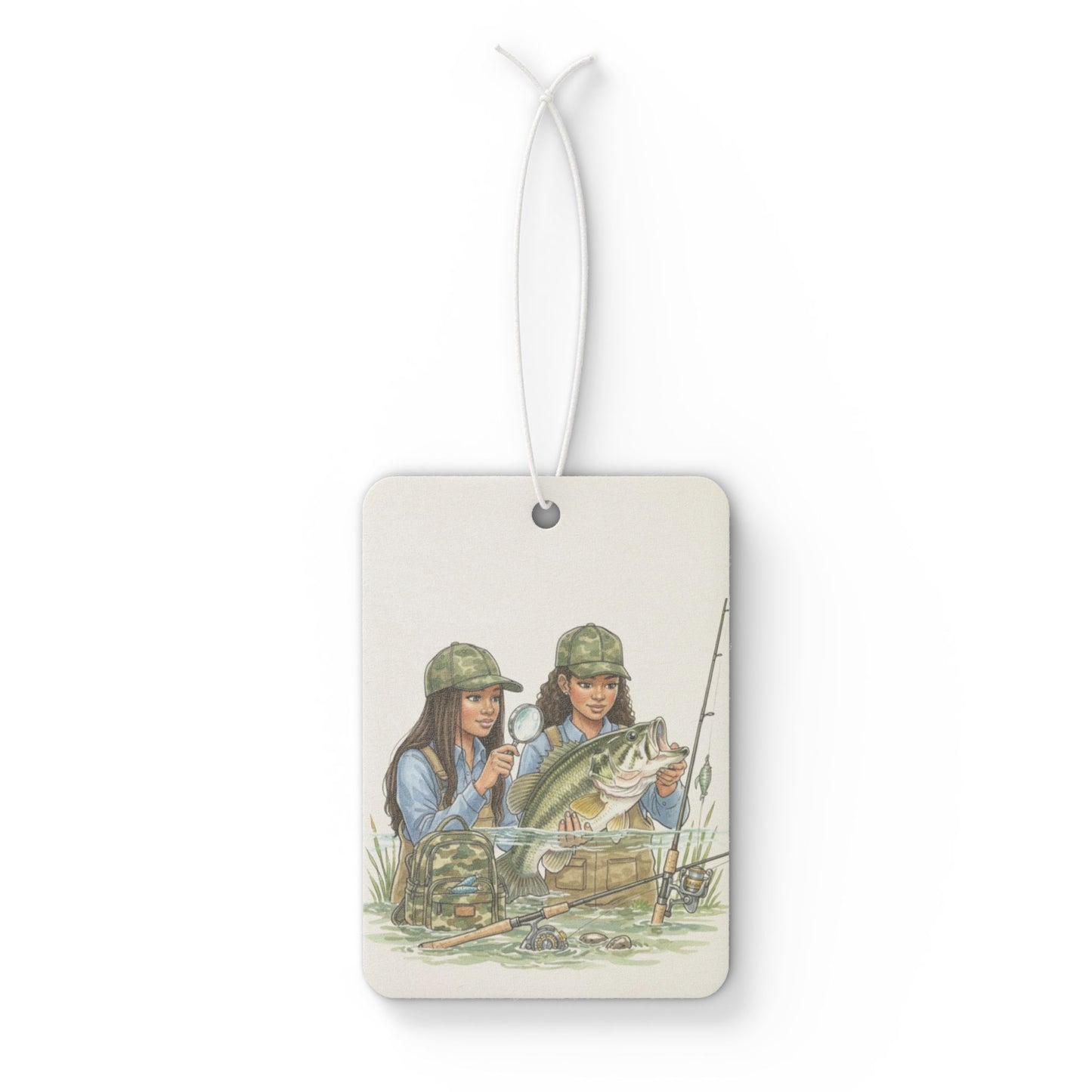 Fishing Girls Car Air Freshener - Cute Dashboard Decor, Gift for Fisherman, Outdoor Adventure, Fishing Enthusiast, Father's Day