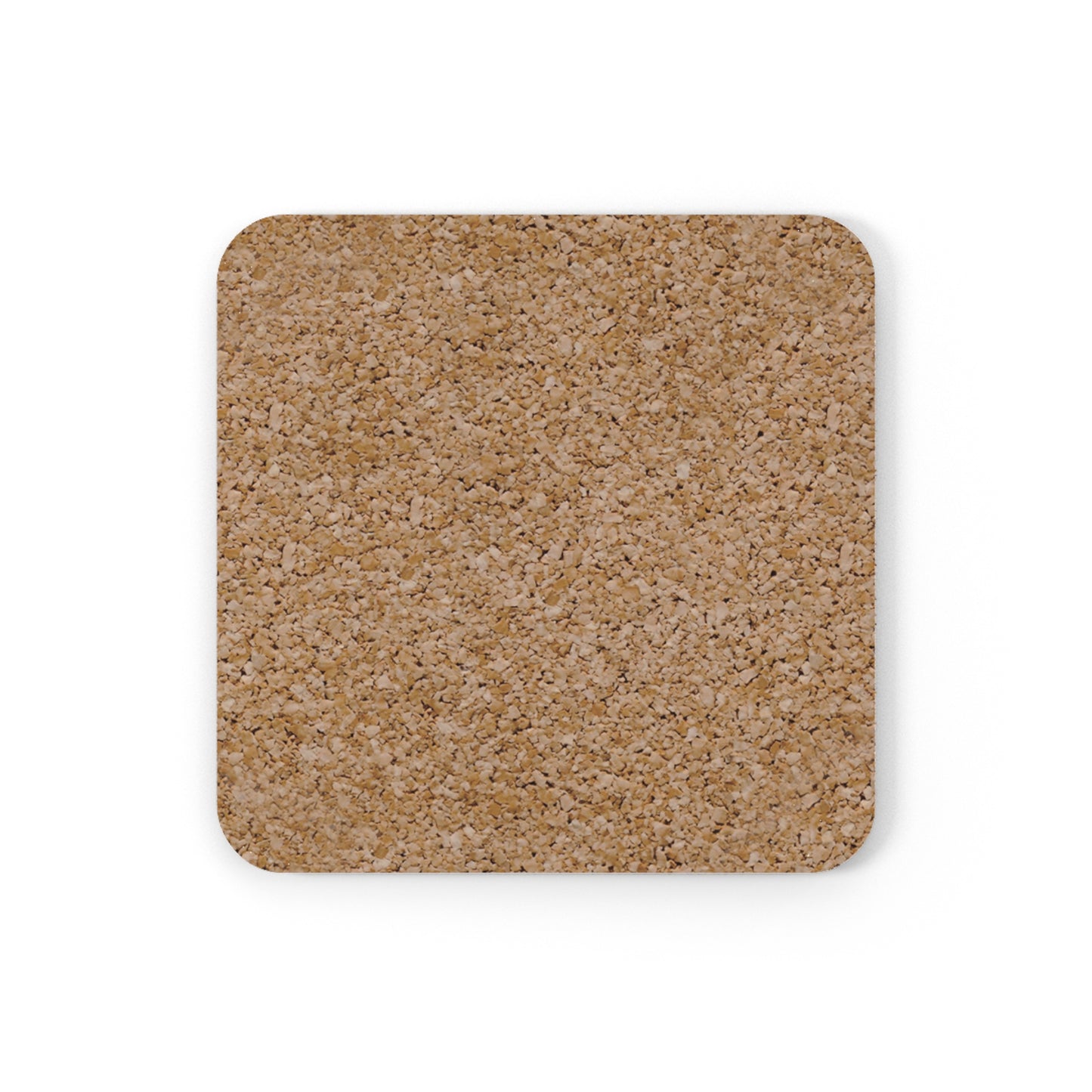 Square cork coaster underside on a white background