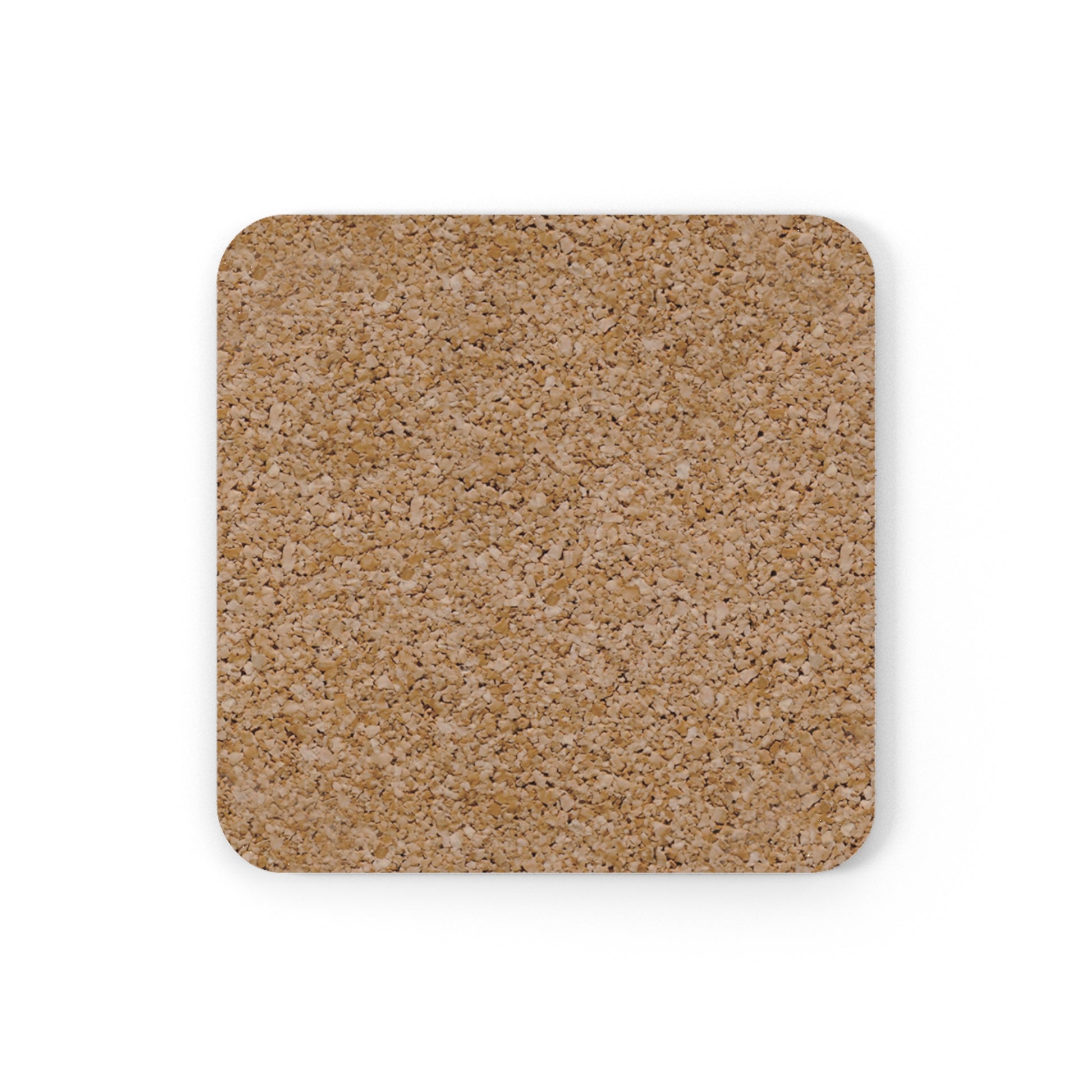 Square cork coaster underside on a white background