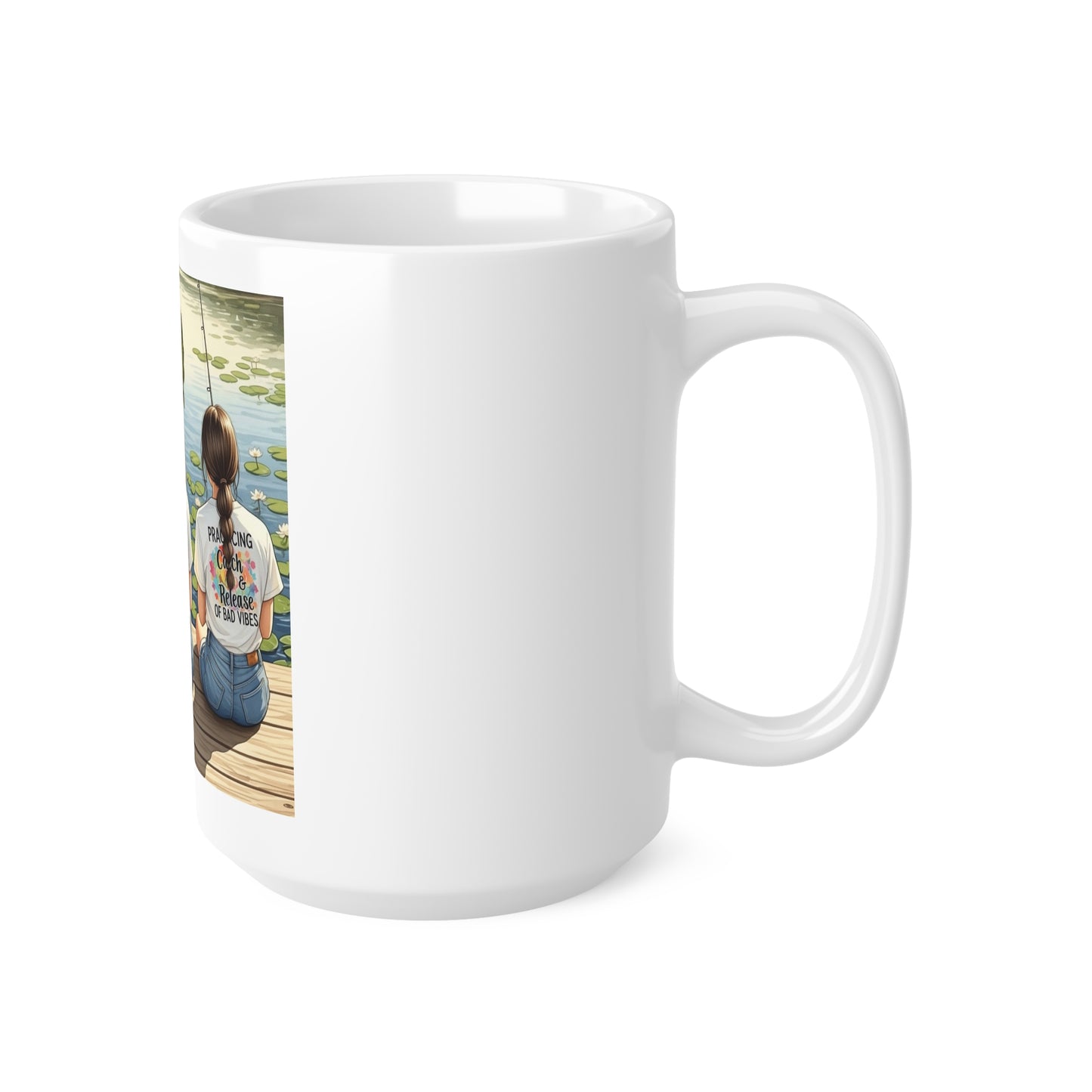Fishing Friends Ceramic Coffee Mug - Practicing Catch & Release, Fisherman's Gift, Outdoor Enthusiast Cup, Relaxation Beverage Holder