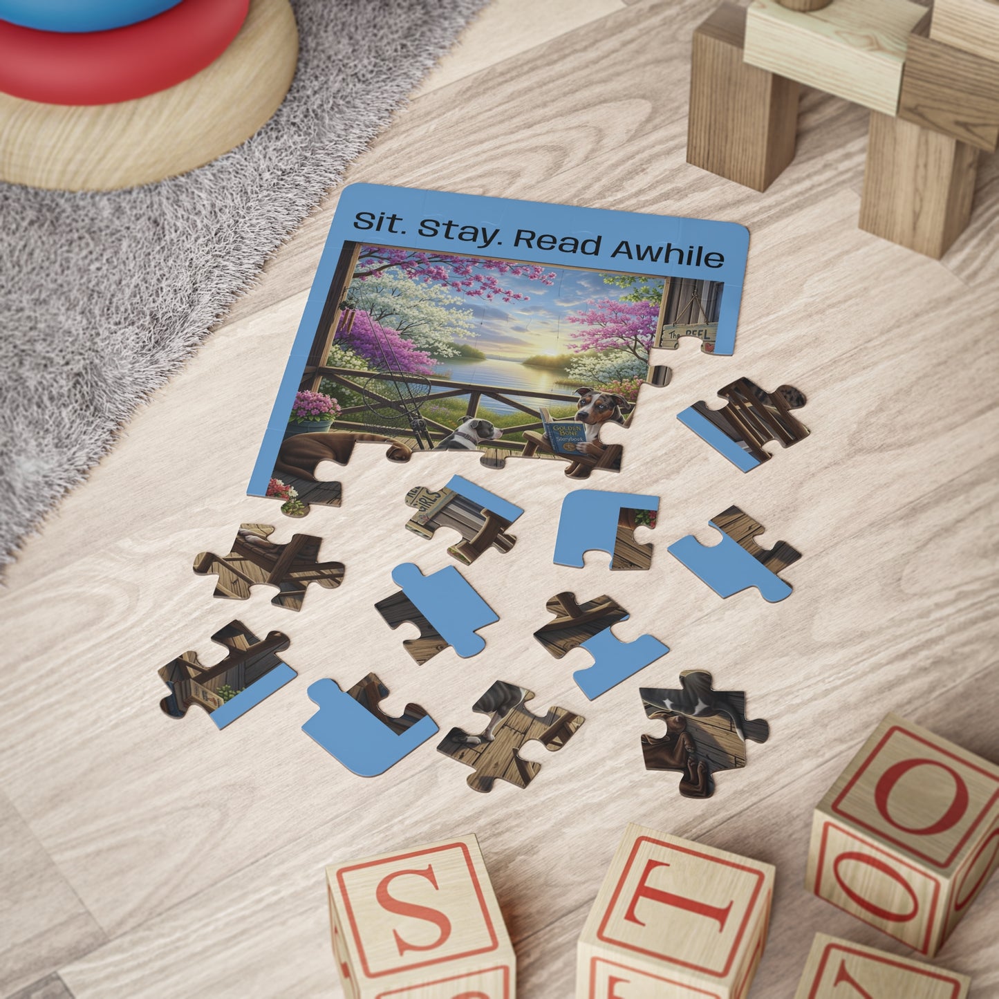 Jigsaw puzzle partly put together in a child's nursery.