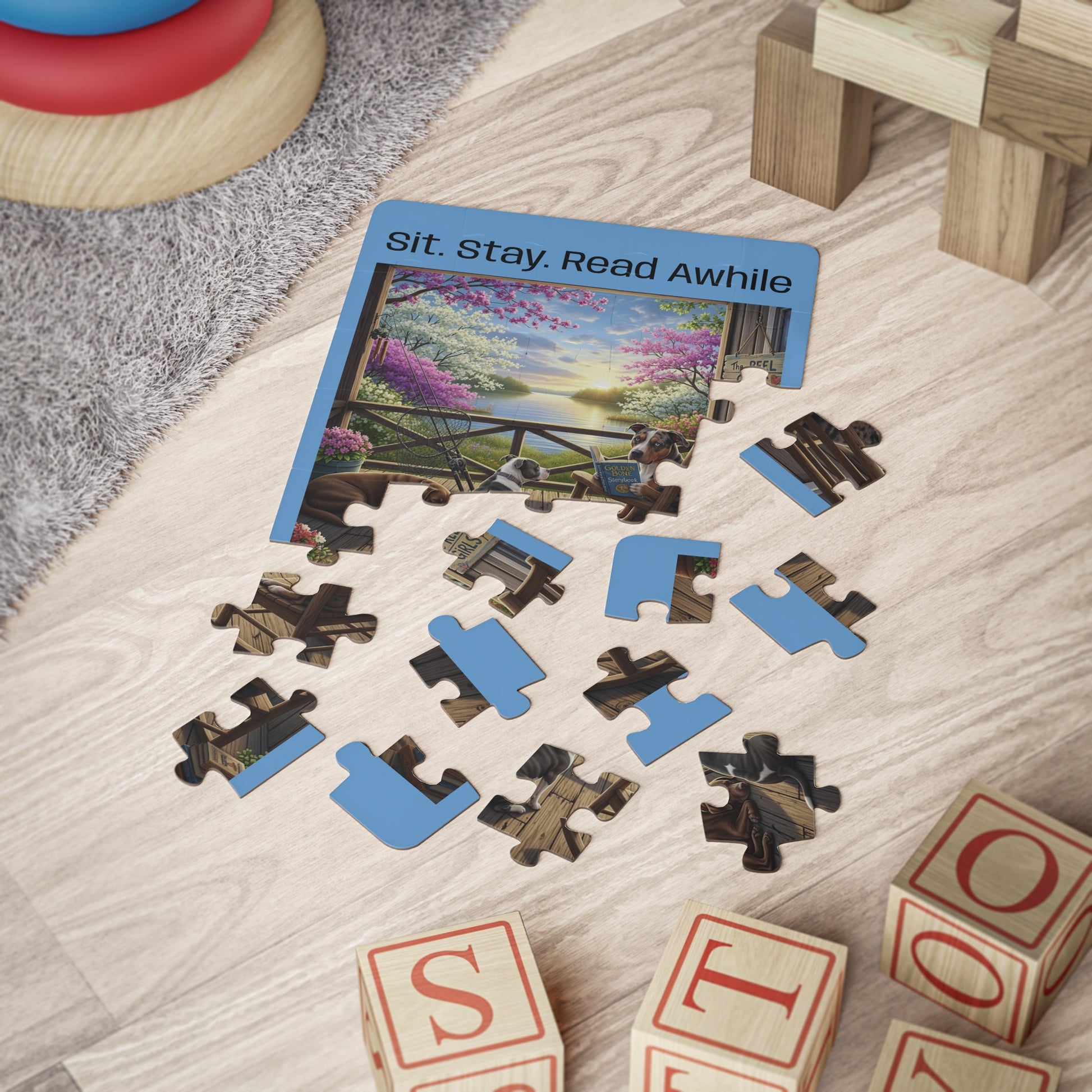 Jigsaw puzzle partly put together in a child's nursery.