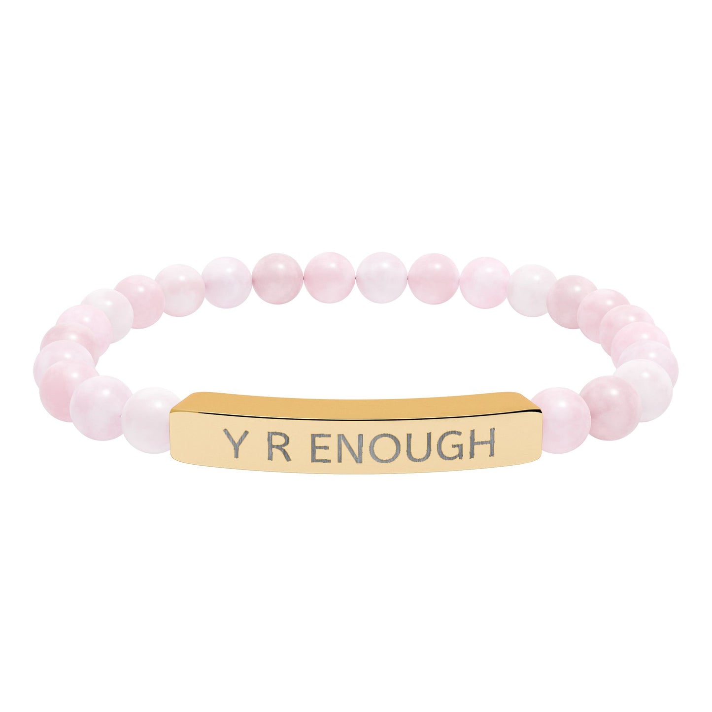 Engraved 'Y R ENOUGH' Natural Stone Stretch Bracelet
