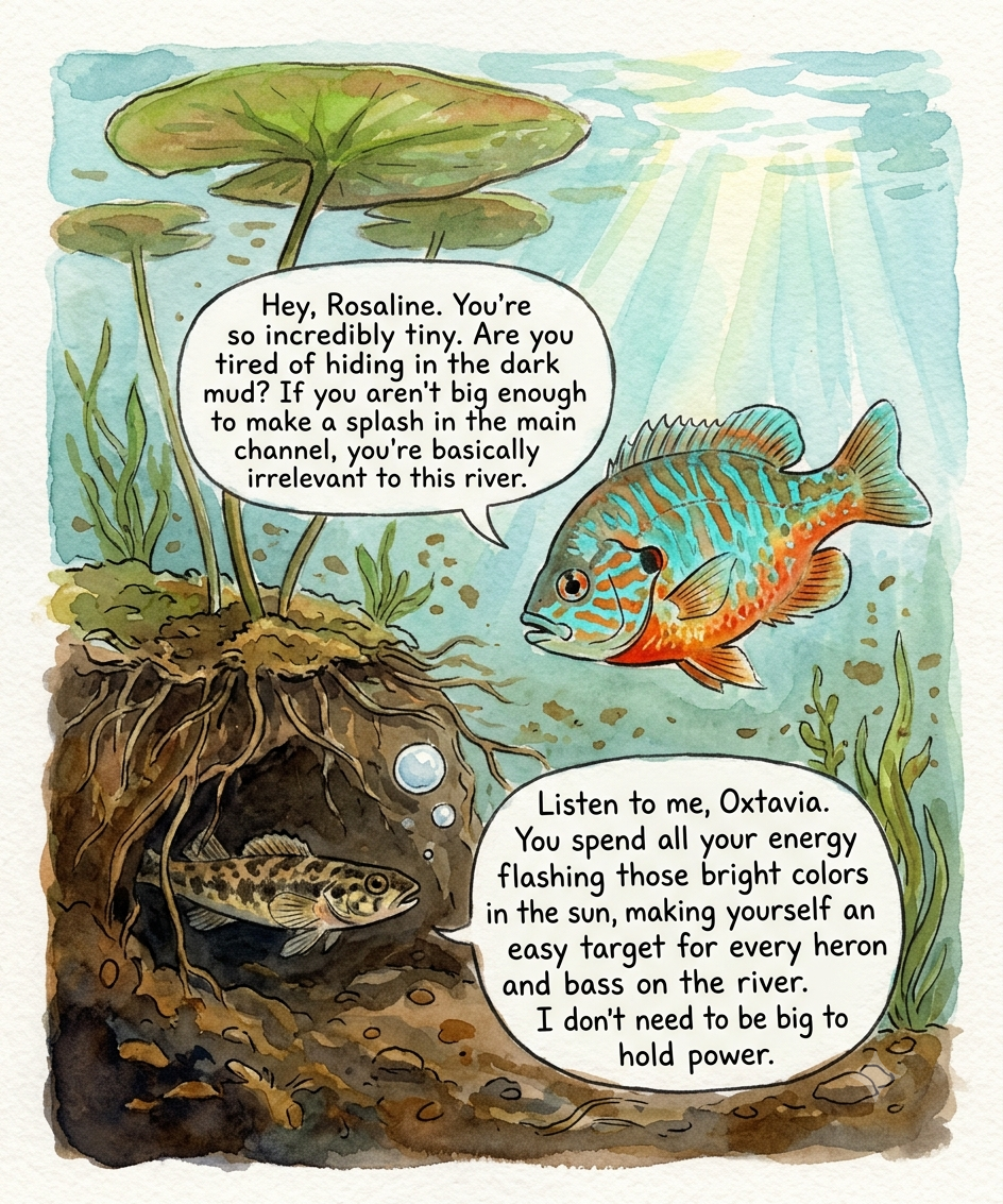 A Blackmouth Darter fish and Dollar Sunfish sharing opinions.