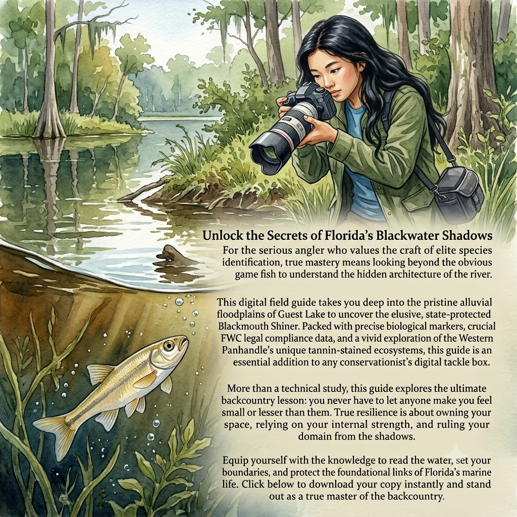 Backcover of the e-book PDF - Shadows of the Blackmouth Darter fish guide.