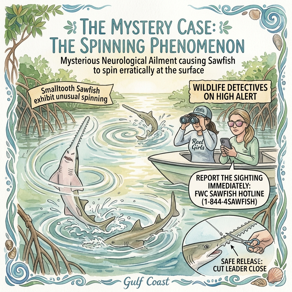 Watercolor image of "The Spinning Phenomenon" mystery.
