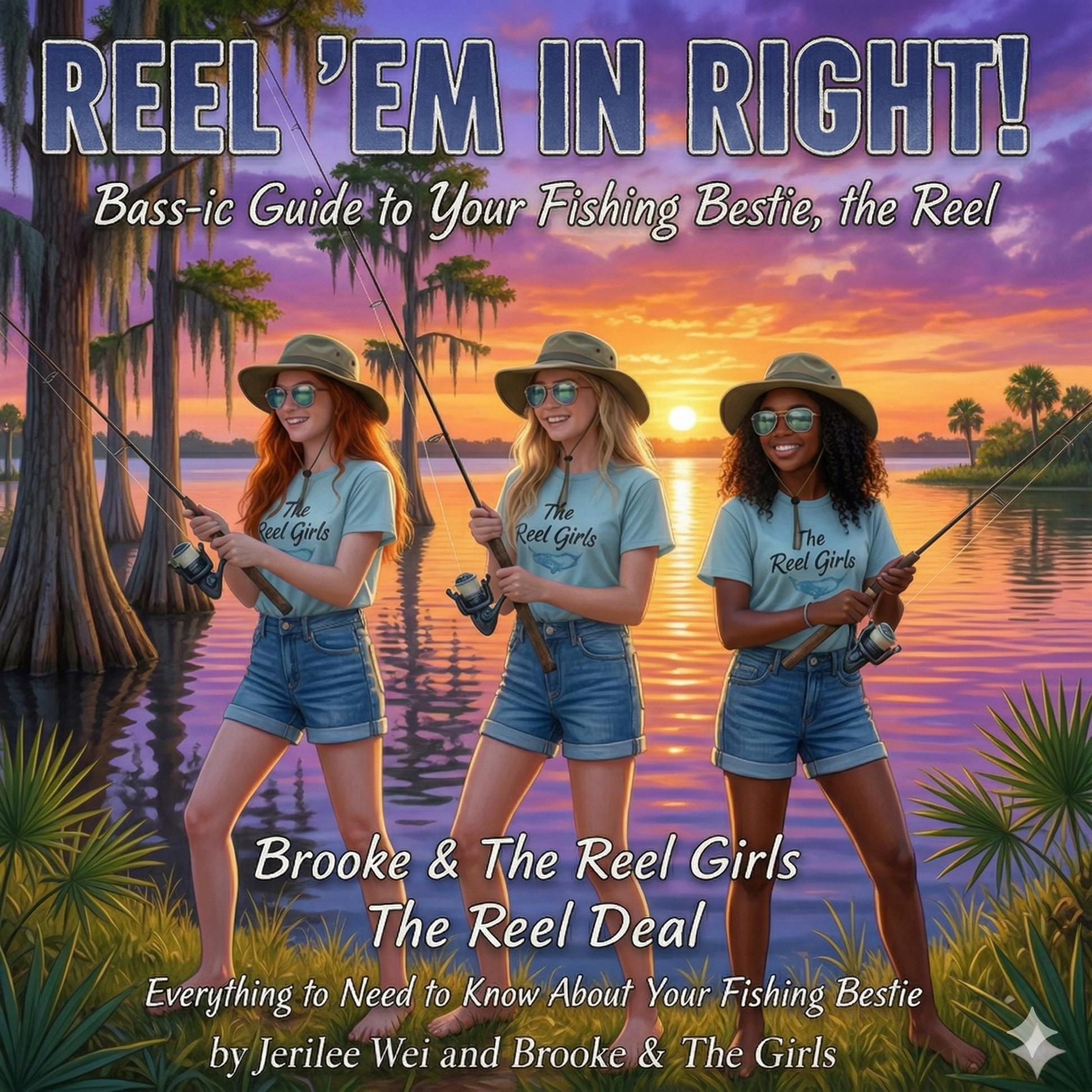 Book cover featuring three women fishing with a sunset and lake background. ISBN:
9798232693701
