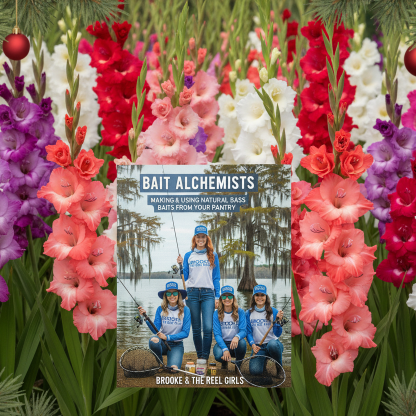 Book titled 'Bait Alchemists' surrounded by colorful gladiolas flowers in bloom. ISBN:
9798231913480


