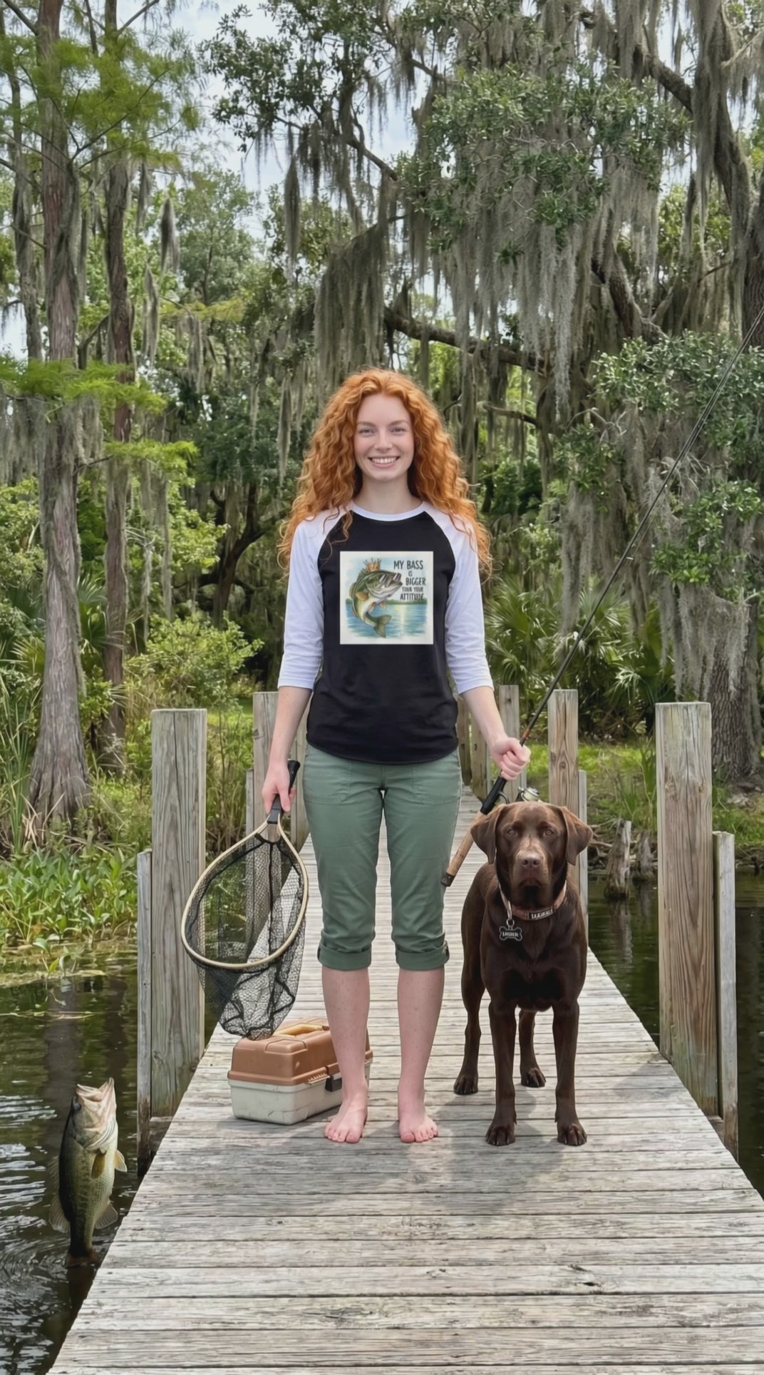 Video - Reel Girls Fishing Raglan T-shirt