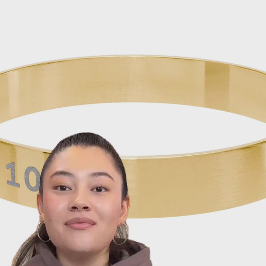 Video - Engraved Gold Cuff Bracelet - Proverbs 31:10 scripture jewelry.